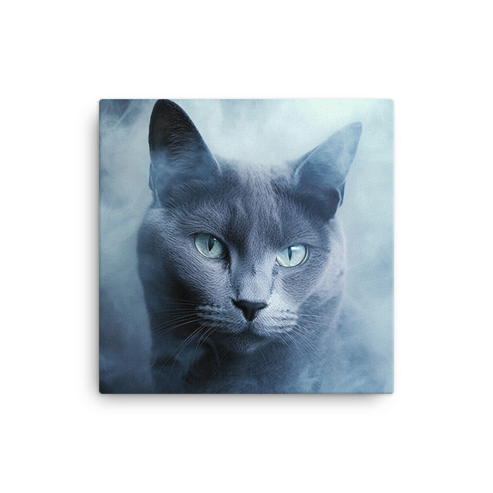 Mysterious World of Russian Blue Cat Canvas - PosterfyAI.com
