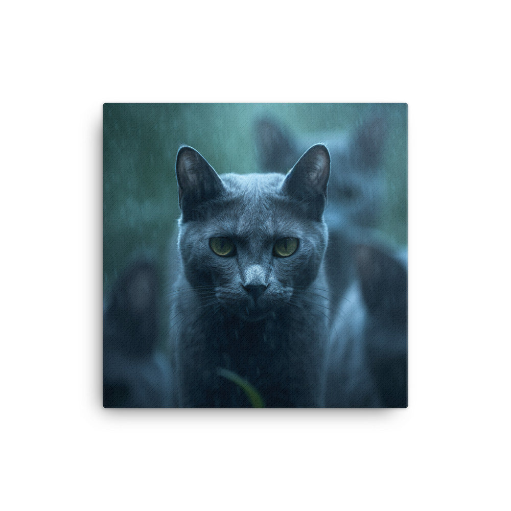 Mysterious World of Russian Blue Cat Canvas - PosterfyAI.com
