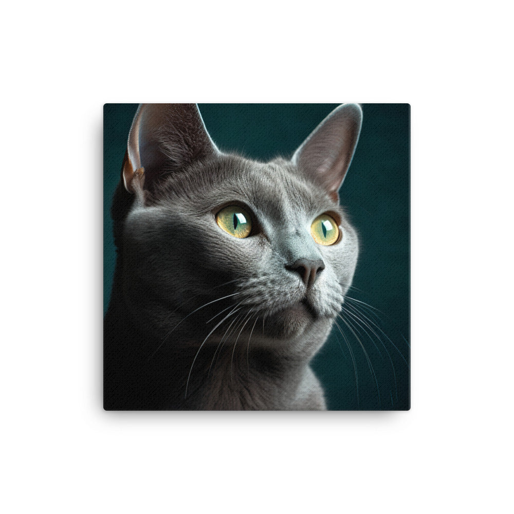 Gentle Nature of Russian Blue Cat Canvas - PosterfyAI.com