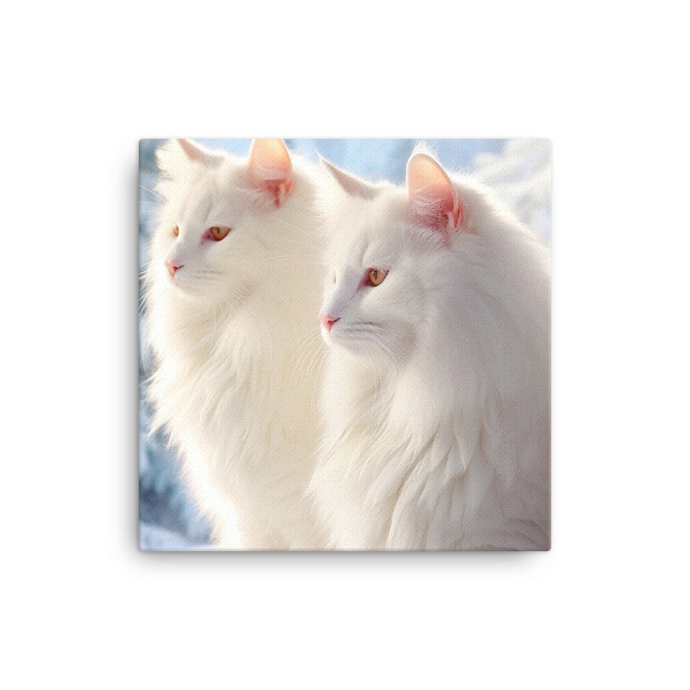 Turkish Van Cat in Winter Canvas - PosterfyAI.com