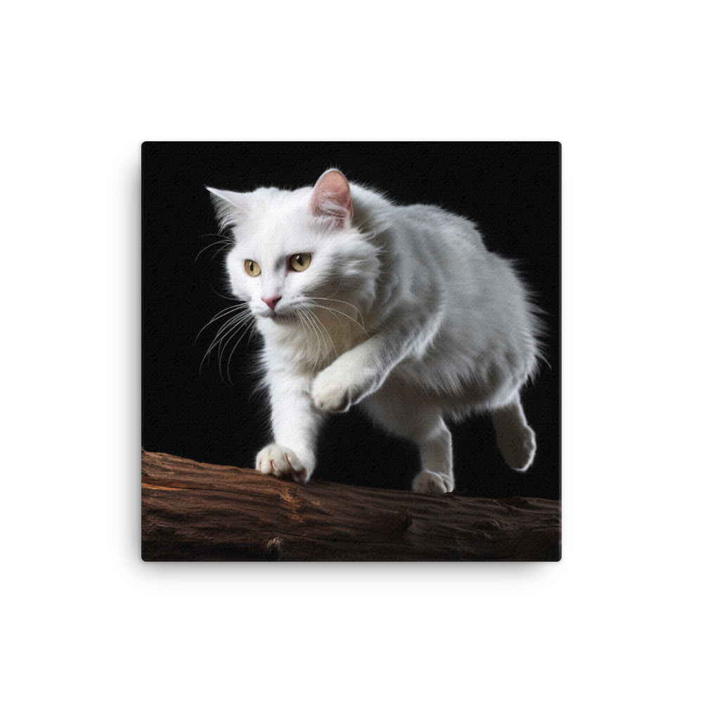 Turkish Van Cat in Action Canvas - PosterfyAI.com