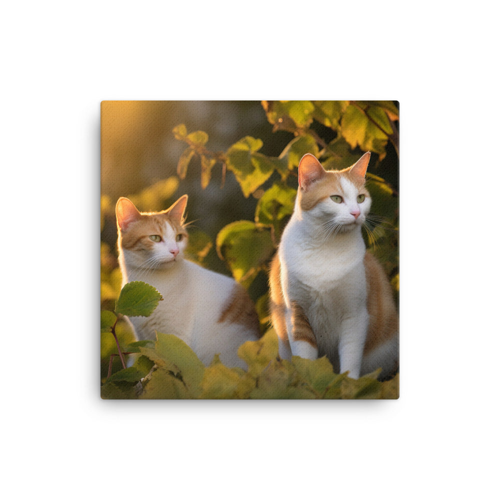 Japanese Bobtail Cat in Serene Outdoor Canvas - PosterfyAI.com