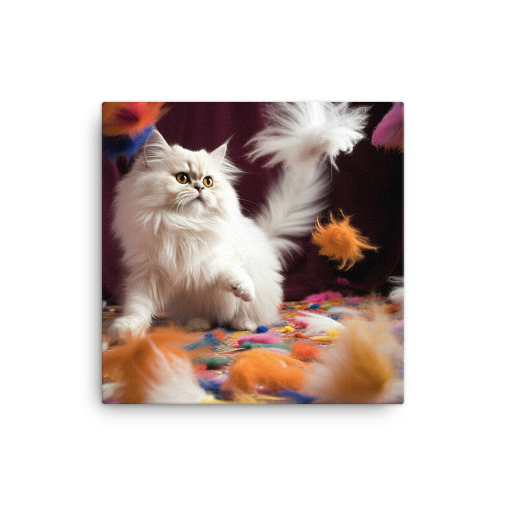 Persian Cat Playtime Canvas - PosterfyAI.com