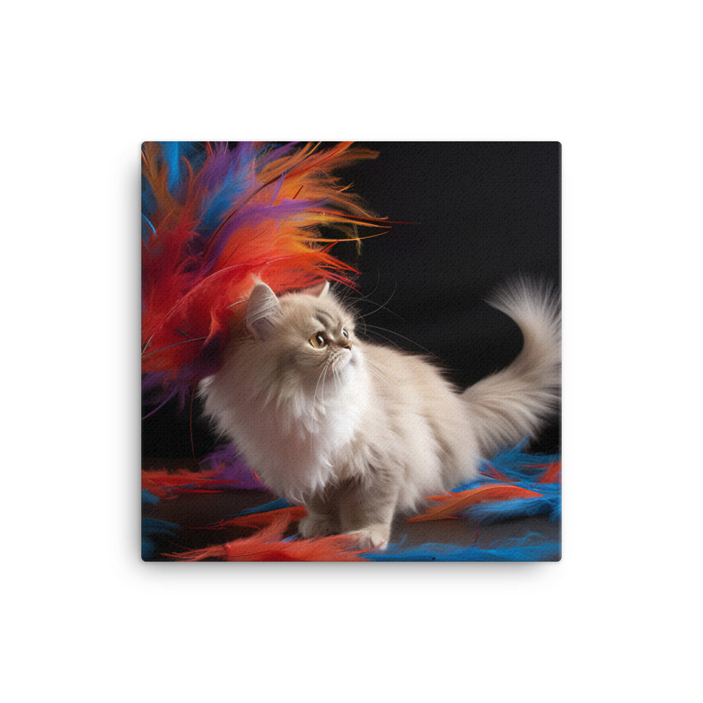 Persian Cat Playtime Canvas - PosterfyAI.com