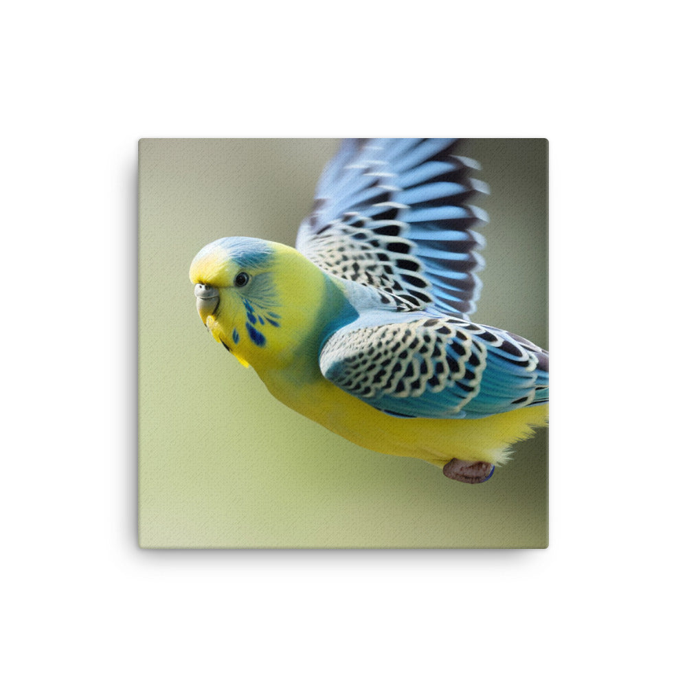 Budgie in Flight Canvas - PosterfyAI.com