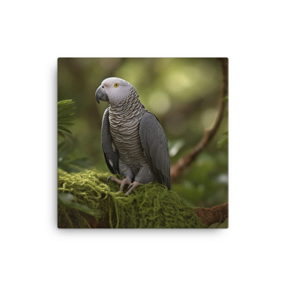 African Grey Parrot in Natural Habitat Canvas - PosterfyAI.com