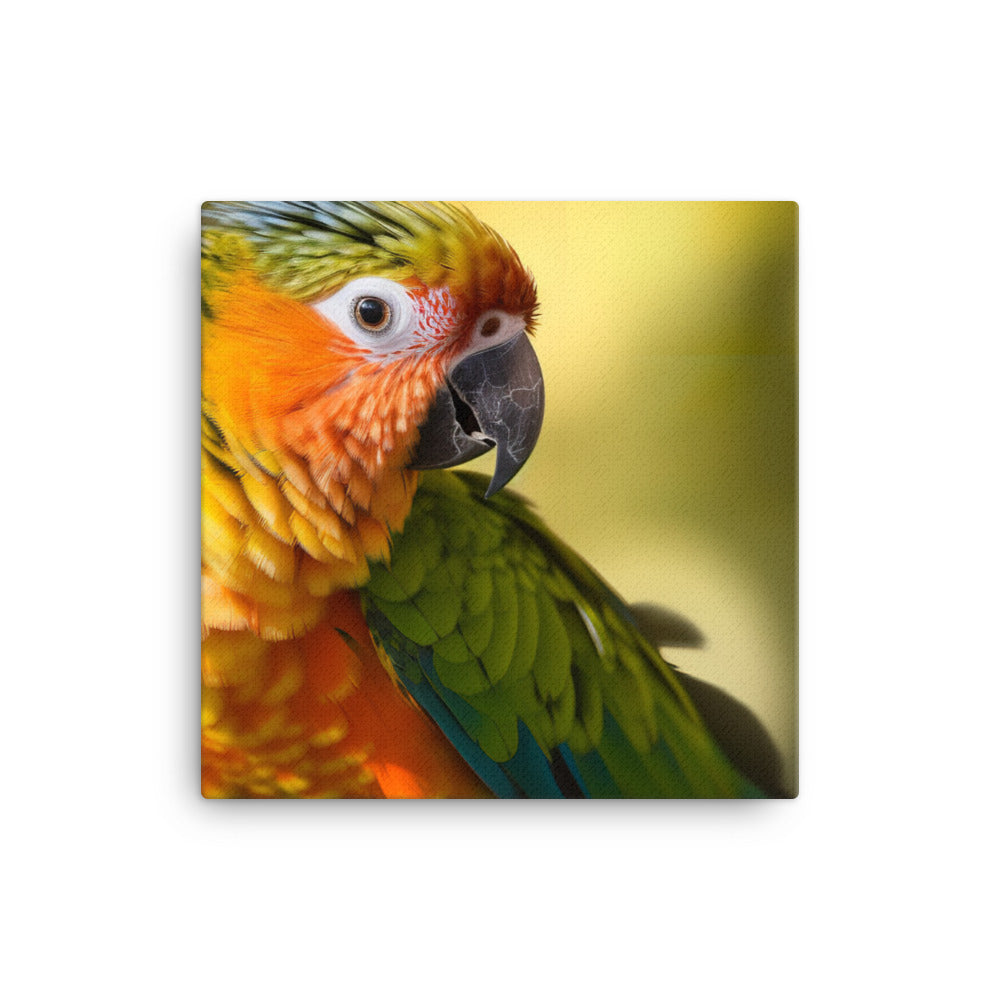 A colorful Conure perched on a branch Canvas - PosterfyAI.com