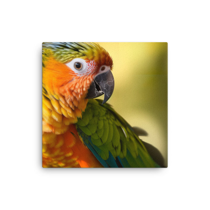 A colorful Conure perched on a branch Canvas - PosterfyAI.com