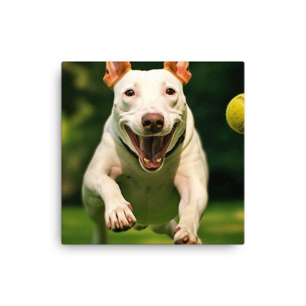Bull Terrier at Play Canvas - PosterfyAI.com