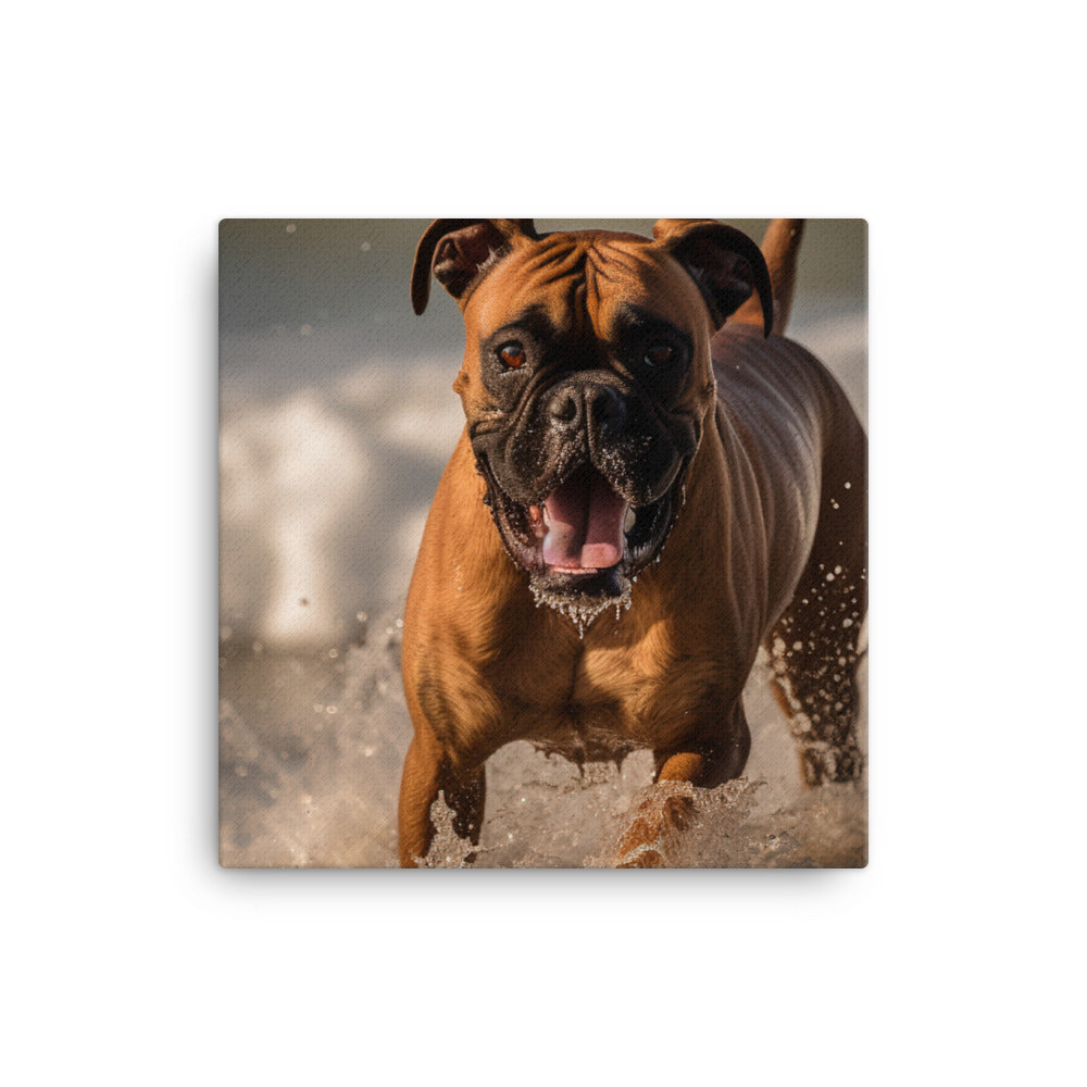 Boxer on the Beach Canvas - PosterfyAI.com