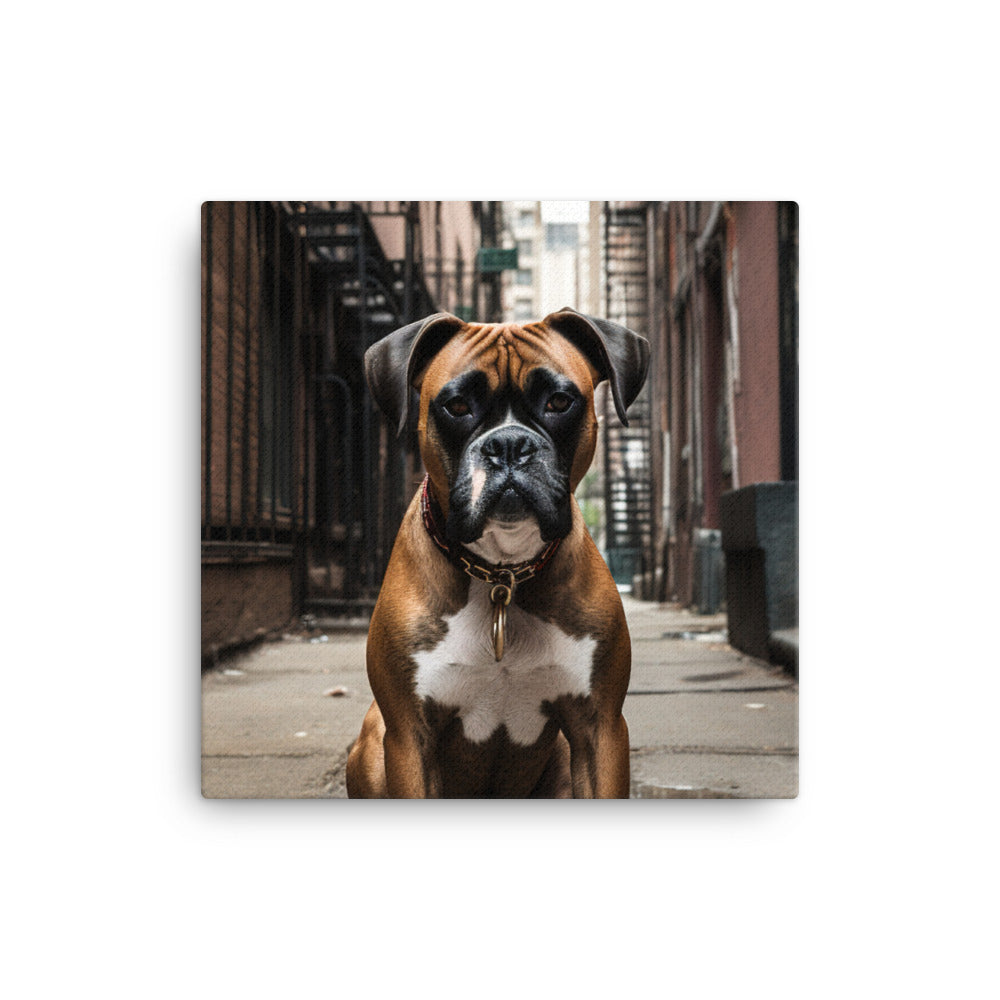 Boxer in the City Canvas - PosterfyAI.com