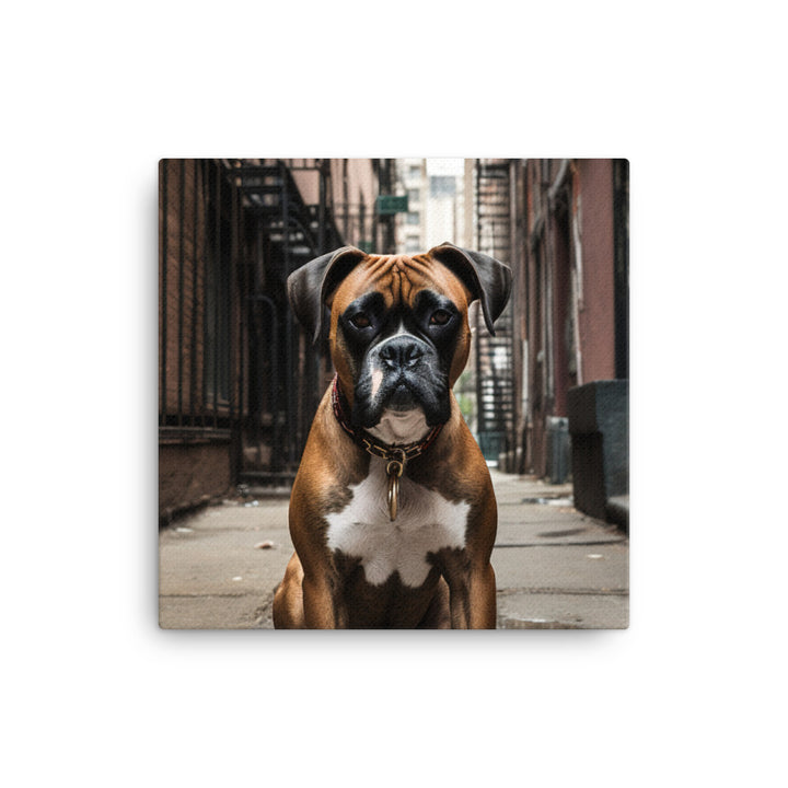 Boxer in the City Canvas - PosterfyAI.com