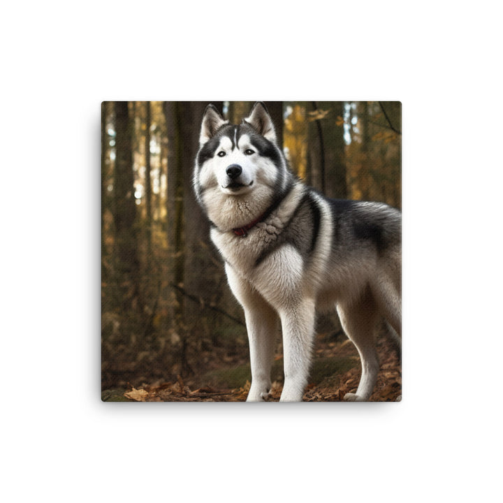 Alaskan Malamute in the Forest Canvas - PosterfyAI.com