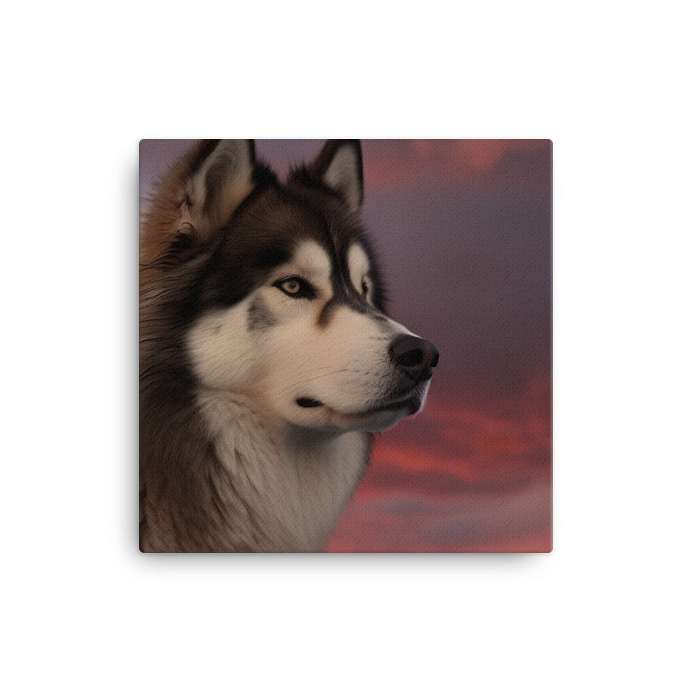 Alaskan Malamute at Sunset Canvas - PosterfyAI.com