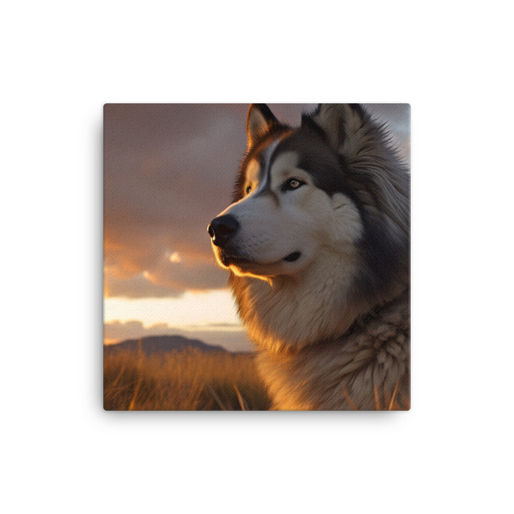 Alaskan Malamute at Sunset Canvas - PosterfyAI.com
