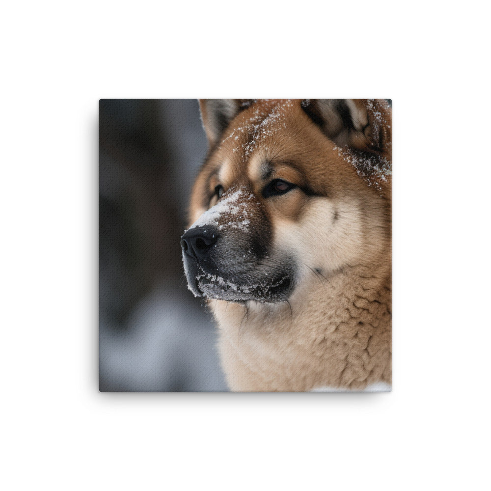 Akita in the Snow Canvas - PosterfyAI.com