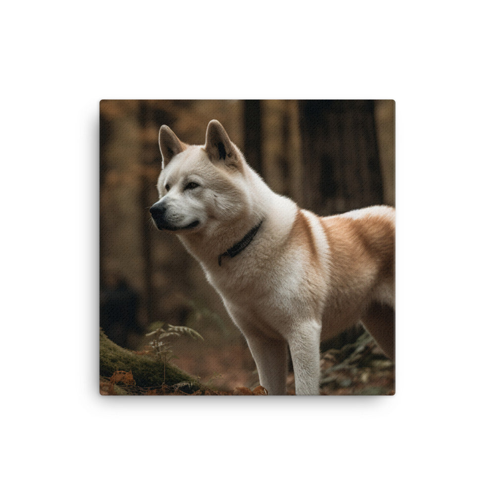 Akita Guarding the Forest Canvas - PosterfyAI.com