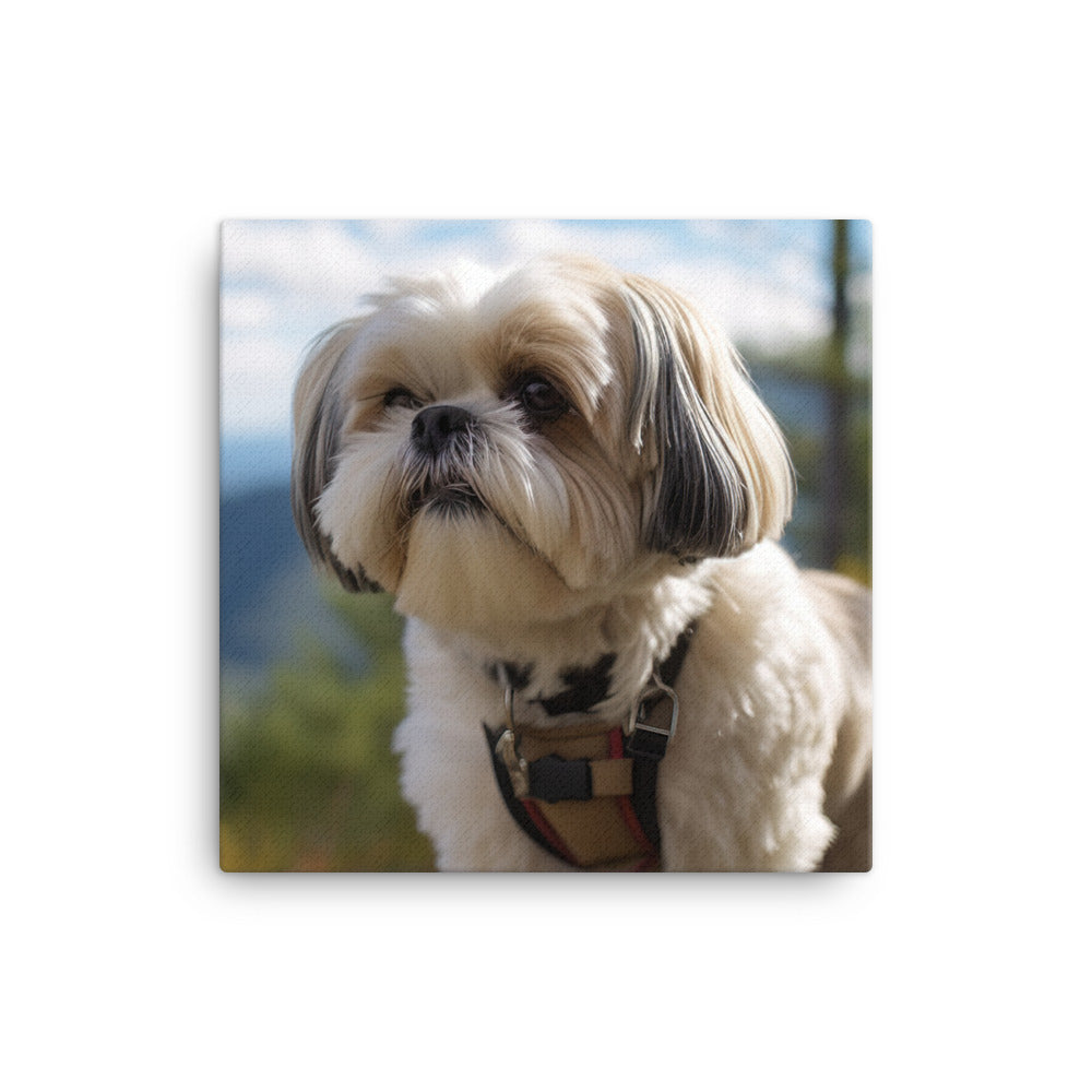 Adventurous Shih Tzu on a Hike Canvas - PosterfyAI.com