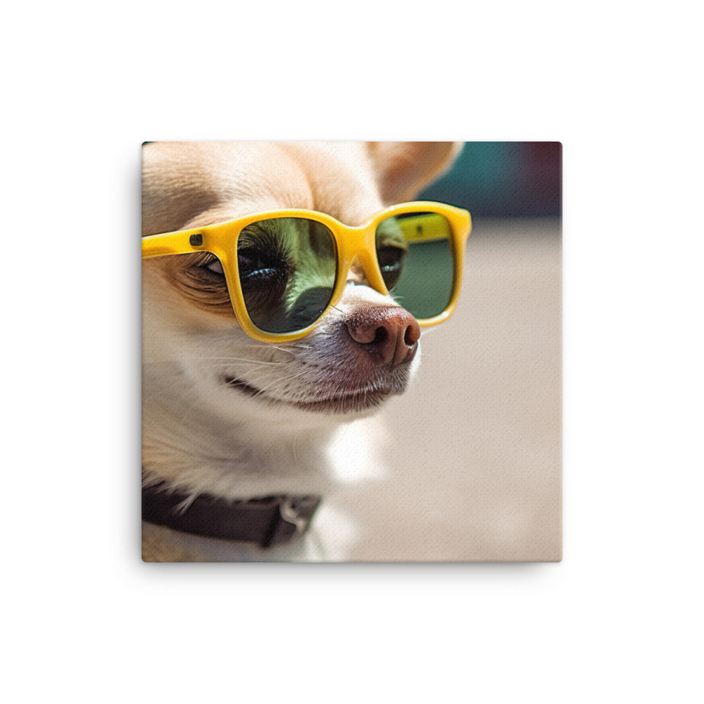 A Chihuahua wearing sunglasses Canvas - PosterfyAI.com