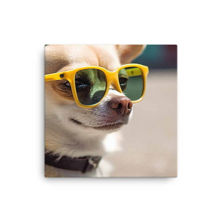 A Chihuahua wearing sunglasses Canvas - PosterfyAI.com