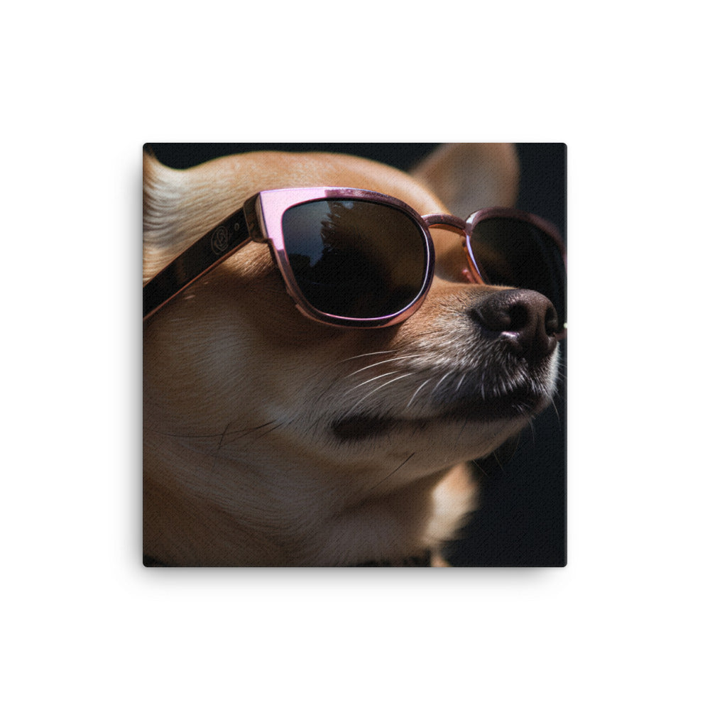 A Chihuahua wearing sunglasses Canvas - PosterfyAI.com