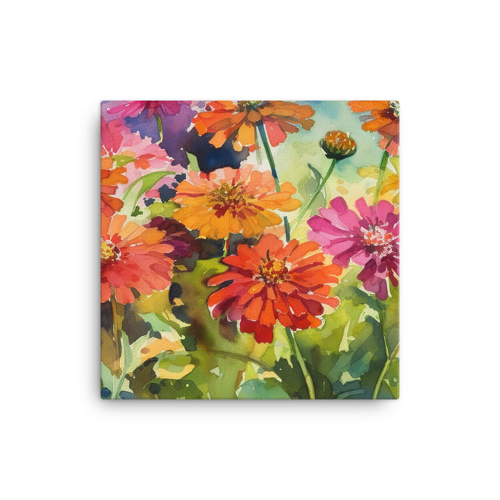 Vibrant Zinnias canvas - Posterfy.AI