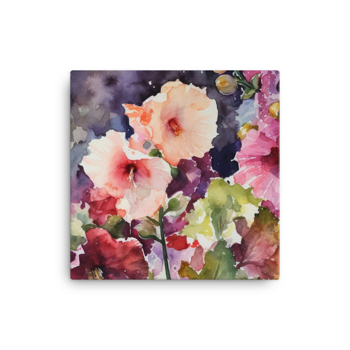 Hollyhocks in Full Bloom canvas - Posterfy.AI