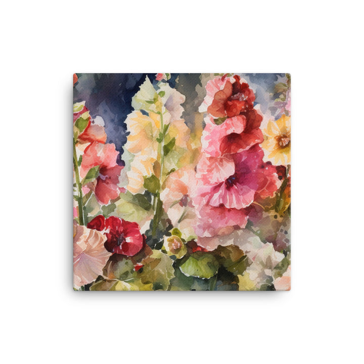 Hollyhocks in Full Bloom canvas - Posterfy.AI