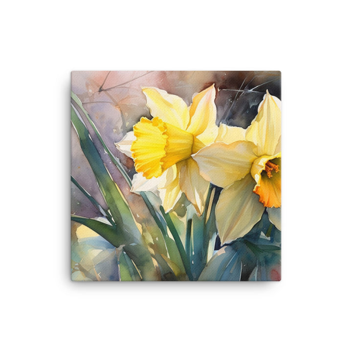 Watercolor Journey with Daffodils canvas - Posterfy.AI