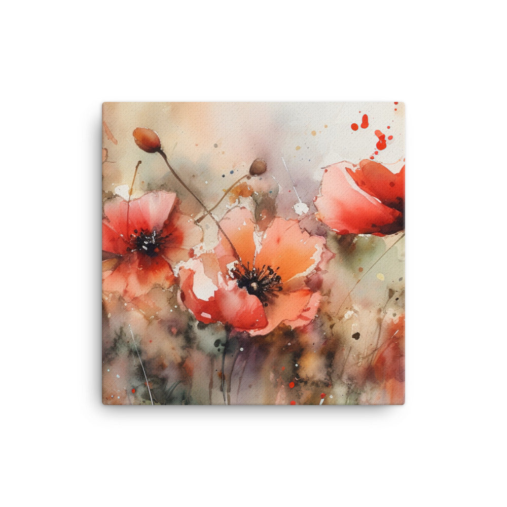 Poppies in Watercolors canvas - Posterfy.AI