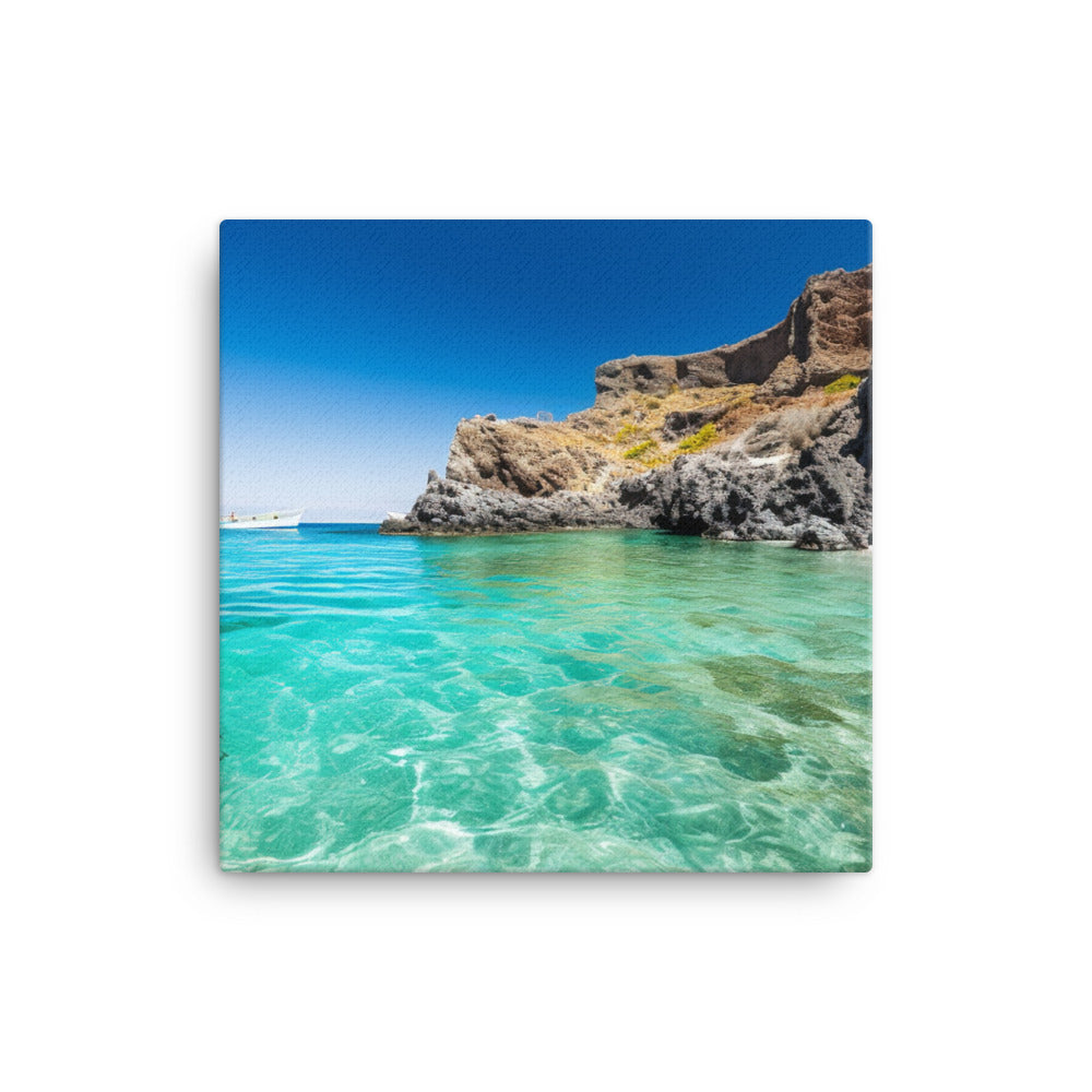 Turquoise Bliss at Santorini Beaches canvas - Posterfy.AI