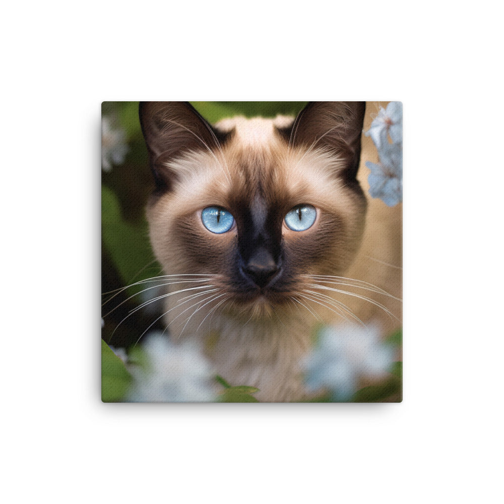 Curious Siamese in the Garden canvas - Posterfy.AI