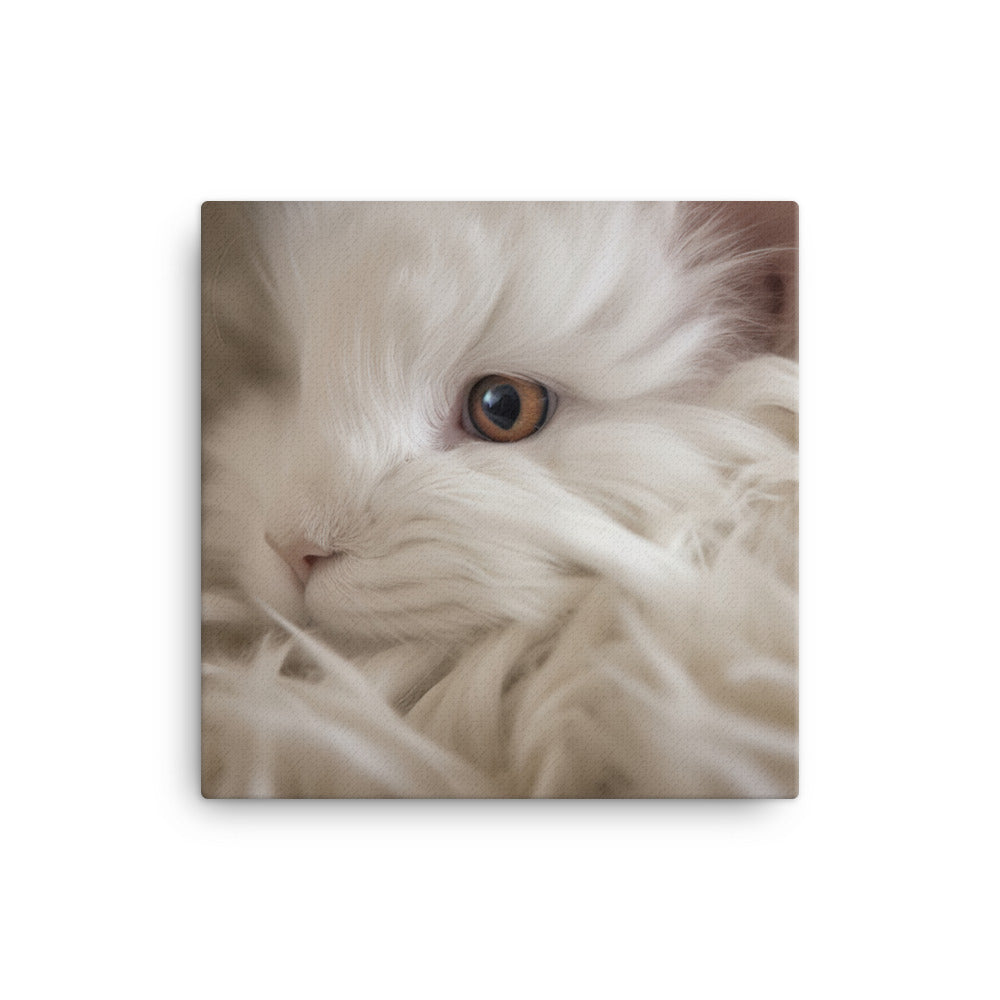 French Angora Bunnys Intricate Fur Detail Canvas - PosterfyAI.com