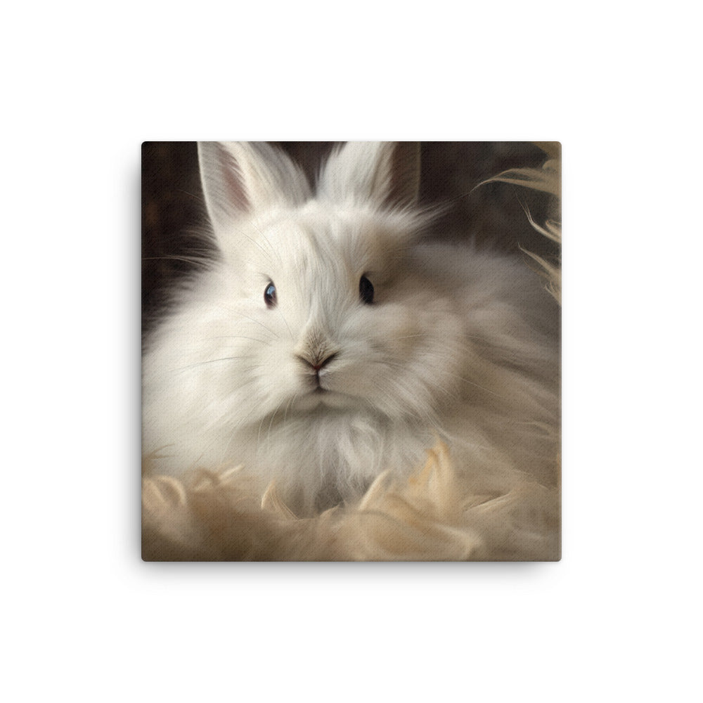 Adorable French Angora Bunny Canvas - PosterfyAI.com