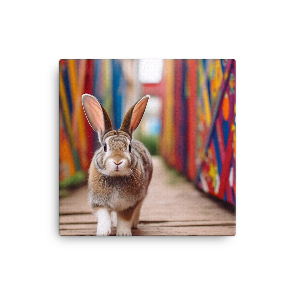 Playful English Spot Bunny Canvas - PosterfyAI.com