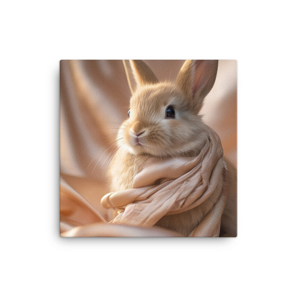 Mini Satin Bunnys Luxurious Presence Canvas - PosterfyAI.com