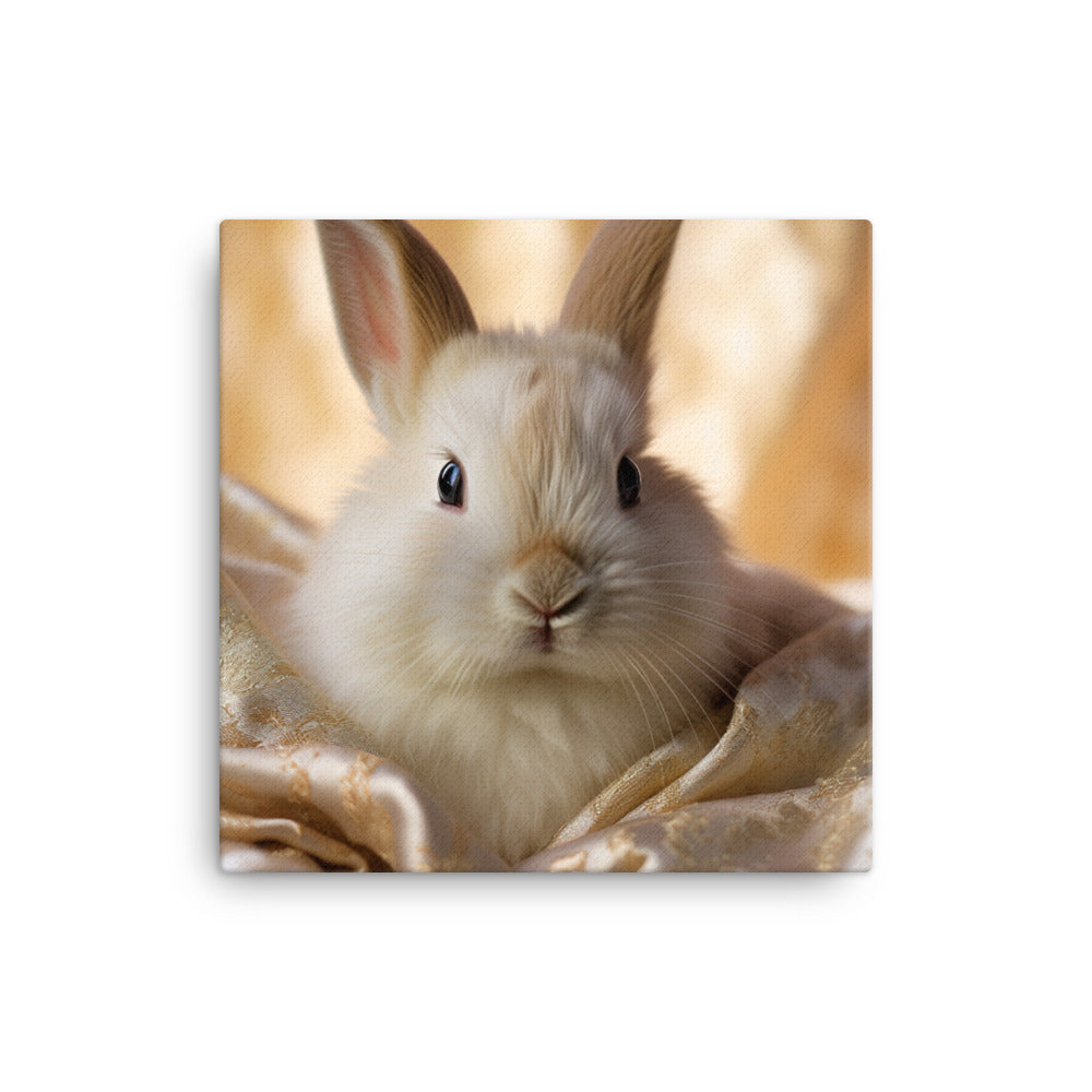 Mini Satin Bunnys Luxurious Presence Canvas - PosterfyAI.com