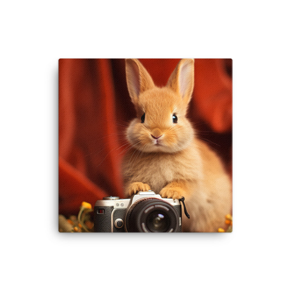 Mini Satin Bunnys Enchanting Inquisitiveness Canvas - PosterfyAI.com