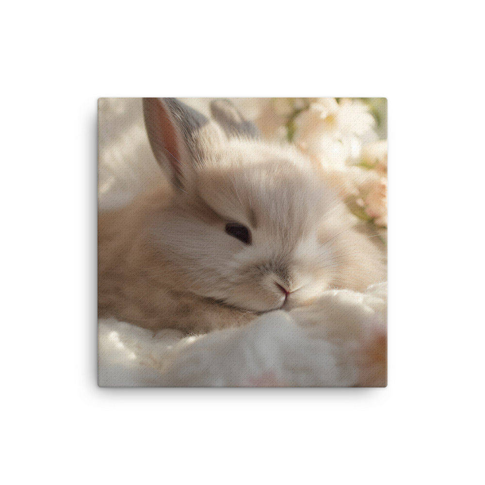 Mini Satin Bunny in Tranquil Bliss Canvas - PosterfyAI.com