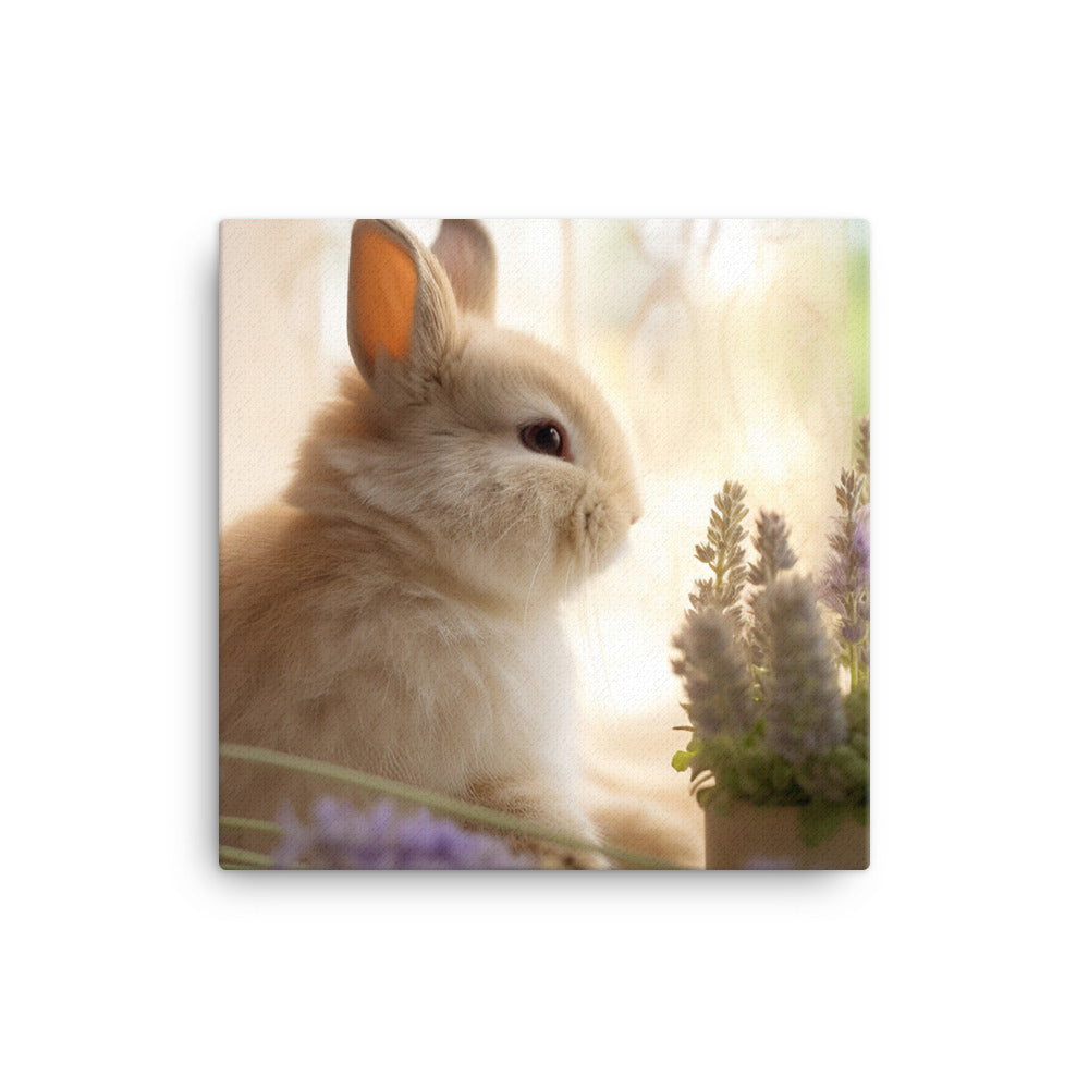 Mini Satin Bunny in Tranquil Bliss Canvas - PosterfyAI.com