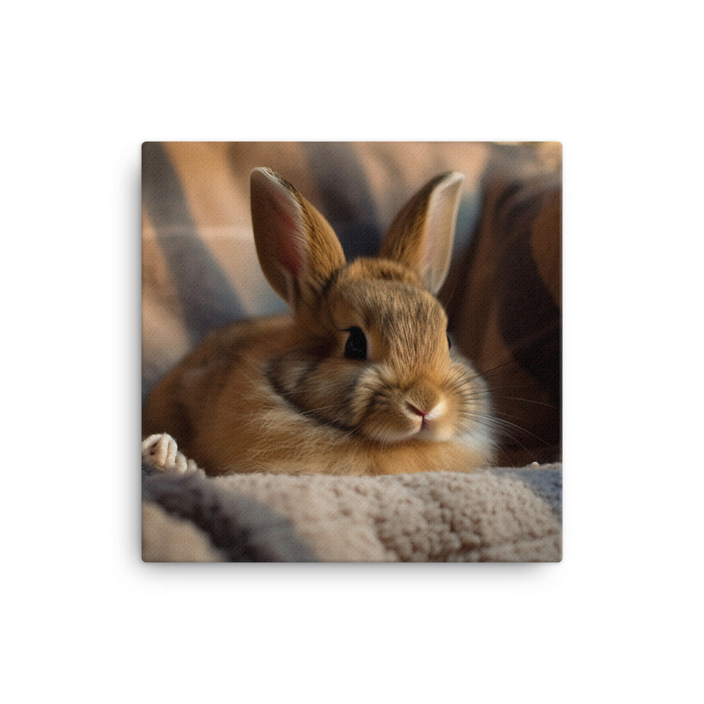 Rhinelander Bunny in a Cozy Setting Canvas - PosterfyAI.com