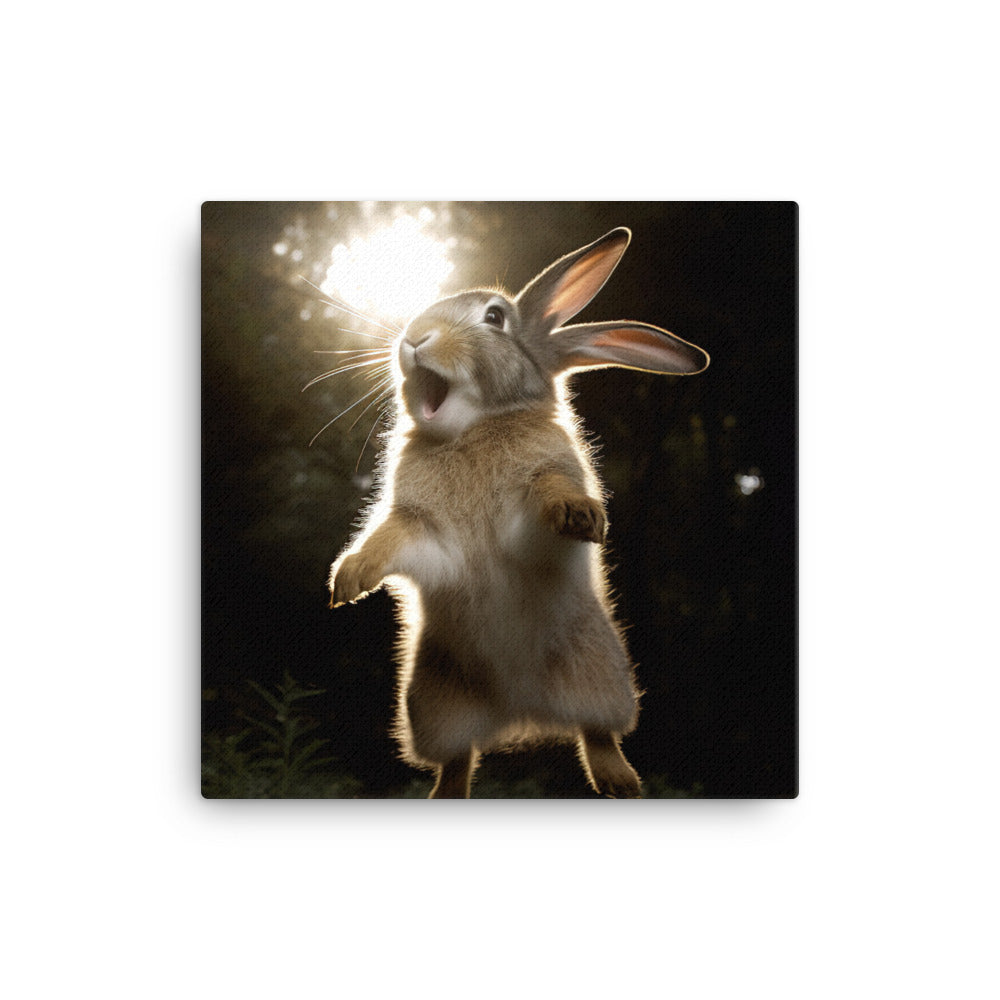 Thrianta Bunny Enjoying a Playful Hop Canvas - PosterfyAI.com