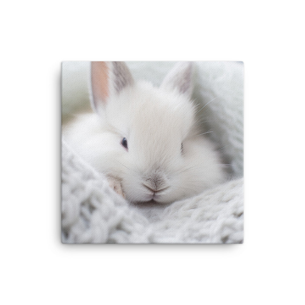 Dwarf Hotot Bunny in a Cozy Setting Canvas - PosterfyAI.com