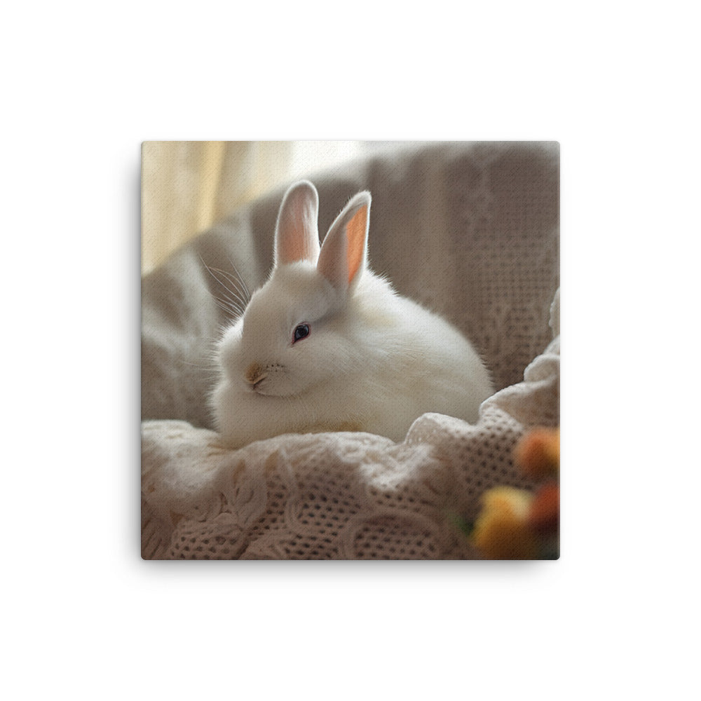 Dwarf Hotot Bunny in a Cozy Setting Canvas - PosterfyAI.com