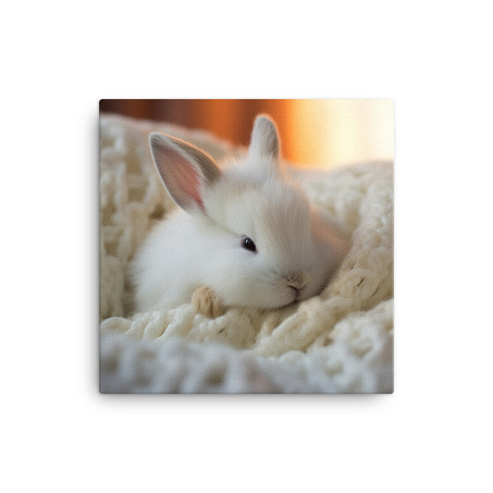 Dwarf Hotot Bunny in a Cozy Setting Canvas - PosterfyAI.com