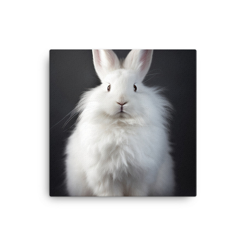 Satin Angora Bunny in a Cozy Setting Canvas - PosterfyAI.com