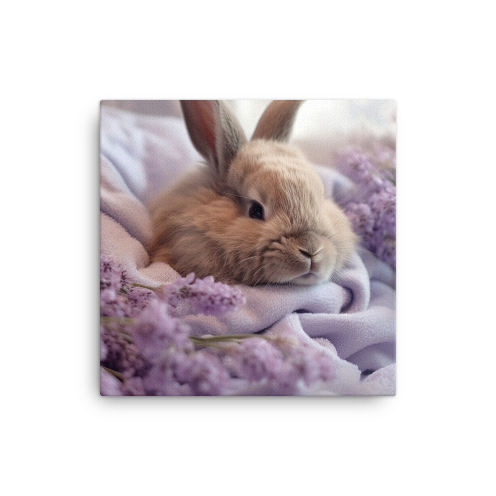 Lilac Bunny in a Cozy Setting Canvas - PosterfyAI.com
