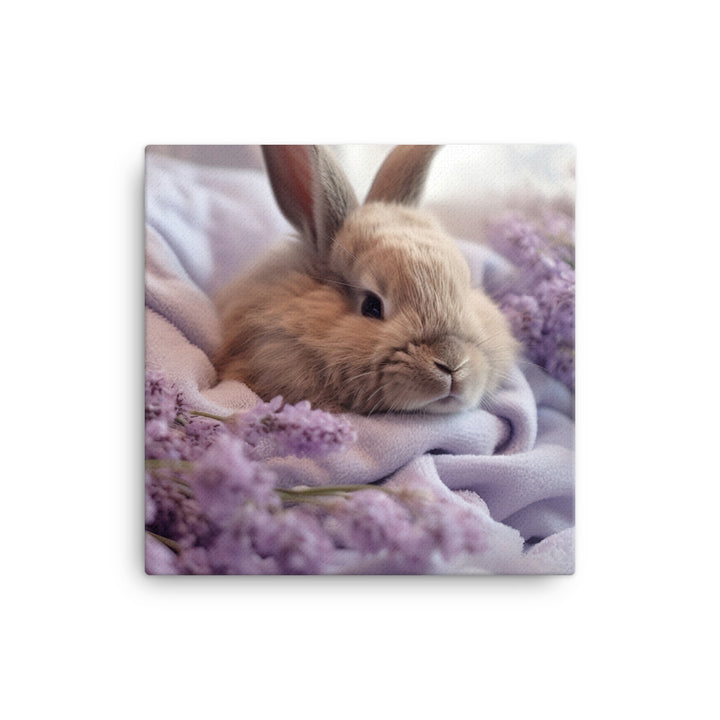 Lilac Bunny in a Cozy Setting Canvas - PosterfyAI.com
