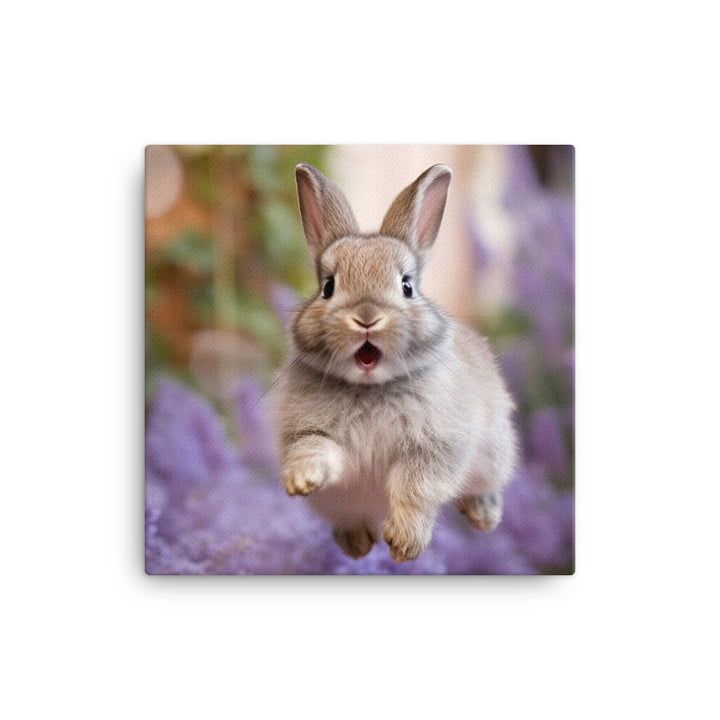 Lilac Bunny Enjoying a Playful Hop Canvas - PosterfyAI.com