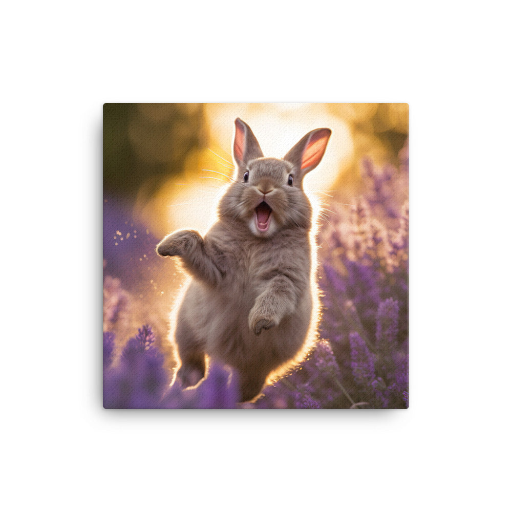 Lilac Bunny Enjoying a Playful Hop Canvas - PosterfyAI.com